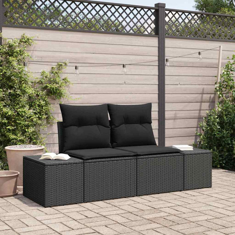 vidaXL Garden Sofa Black 123 x 62 x 69cm Poly Rattan
