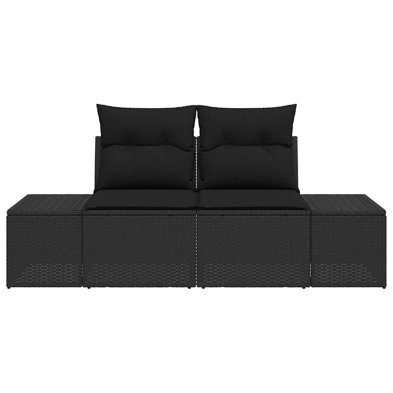 vidaXL Garden Sofa Black 123 x 62 x 69cm Poly Rattan