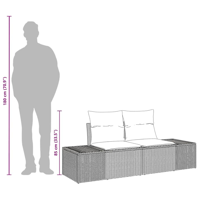 vidaXL Garden Sofa Black 123 x 62 x 69cm Poly Rattan