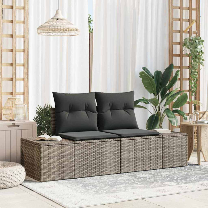 vidaXL Garden Sofa Grey 123 x 62 x 69cm Poly Rattan