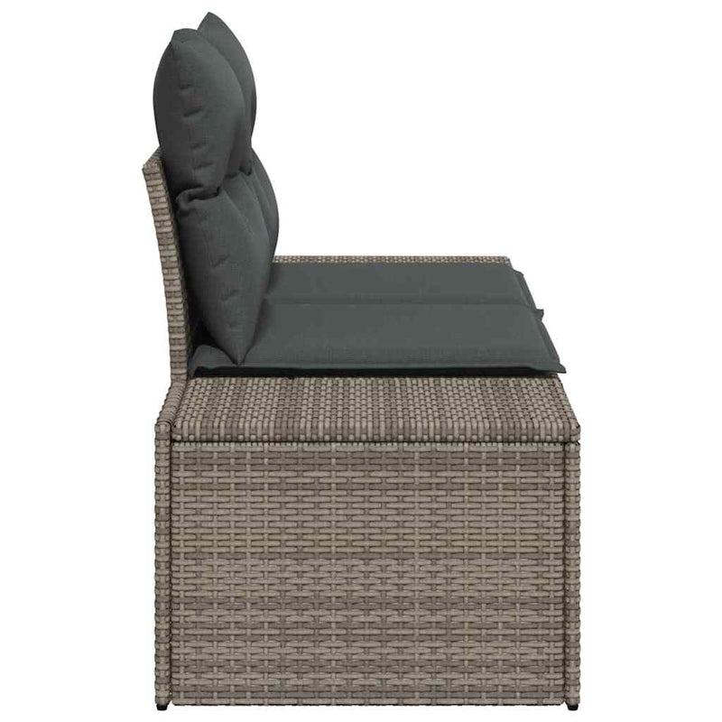 vidaXL Garden Sofa Grey 123 x 62 x 69cm Poly Rattan