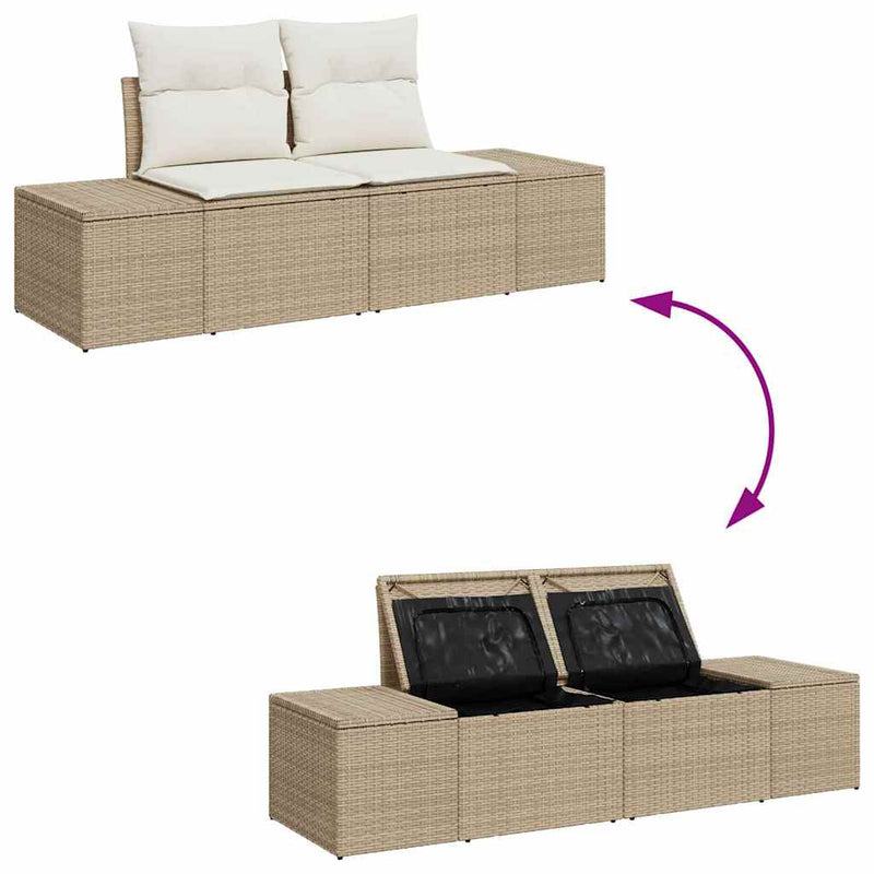 vidaXL Garden Sofa Beige 123 x 62 x 69cm Poly Rattan