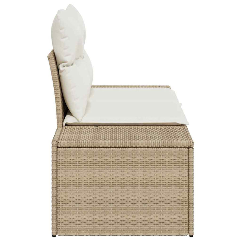 vidaXL Garden Sofa Beige 123 x 62 x 69cm Poly Rattan