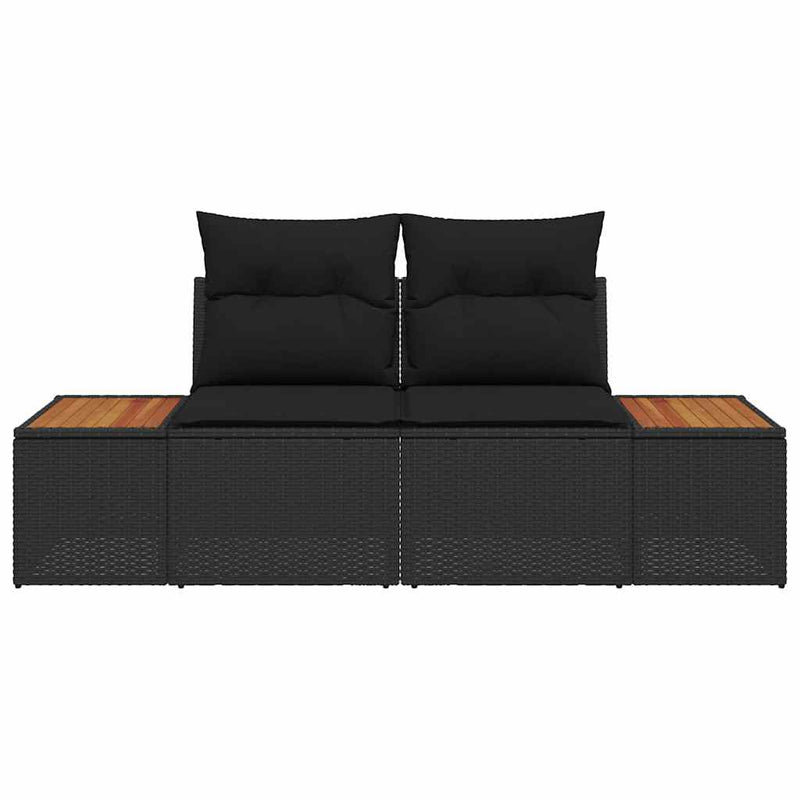vidaXL Garden Sofa Black 184 x 62 x 85cm Poly Rattan