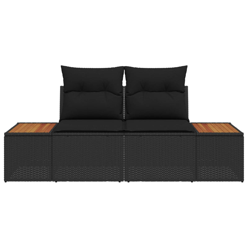 vidaXL Garden Sofa Black 184 x 62 x 85cm Poly Rattan