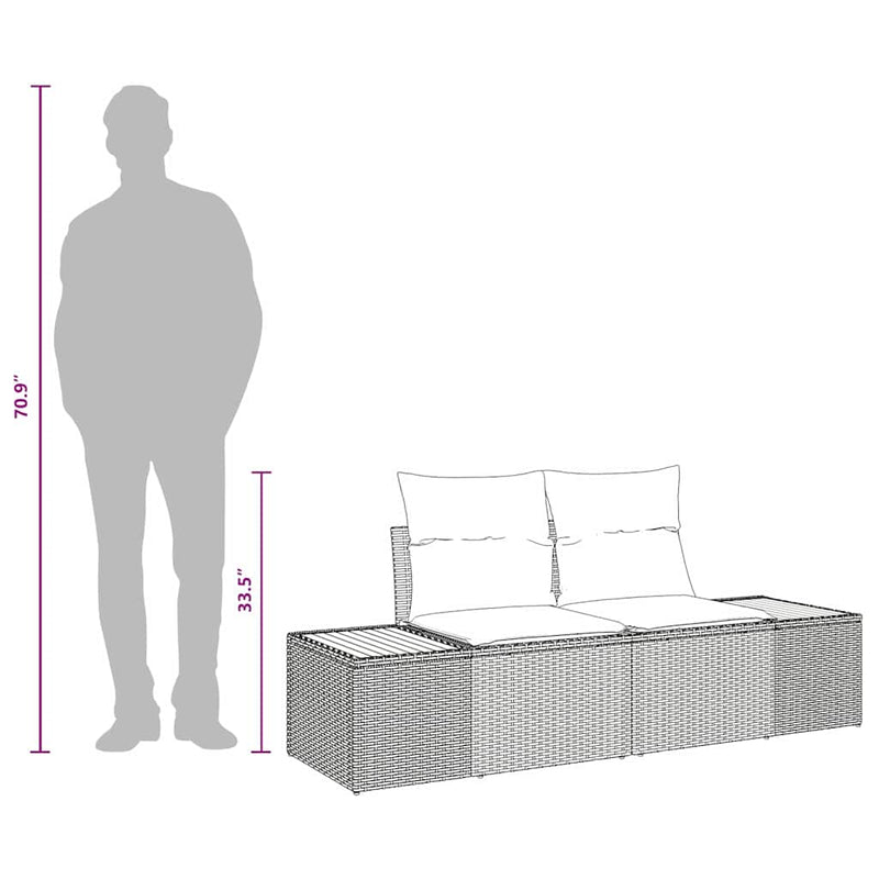 vidaXL Garden Sofa Black 184 x 62 x 85cm Poly Rattan