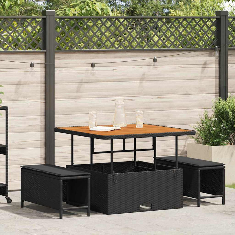 vidaXL Garden Dining Set 3 pcs Black Poly rattan