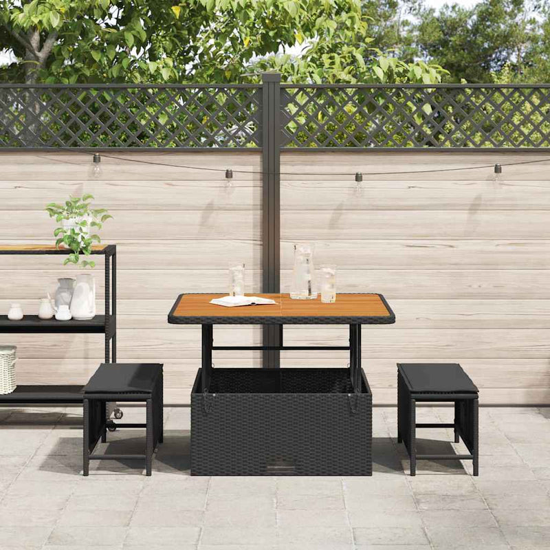 vidaXL Garden Dining Set 3 pcs Black Poly rattan