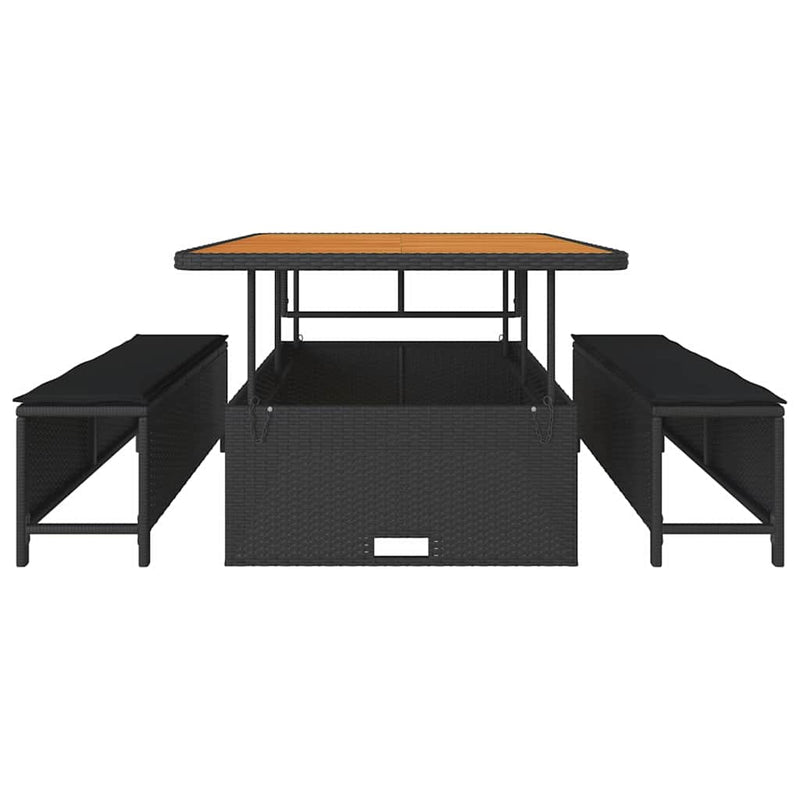 vidaXL Garden Dining Set 3 pcs Black Poly rattan