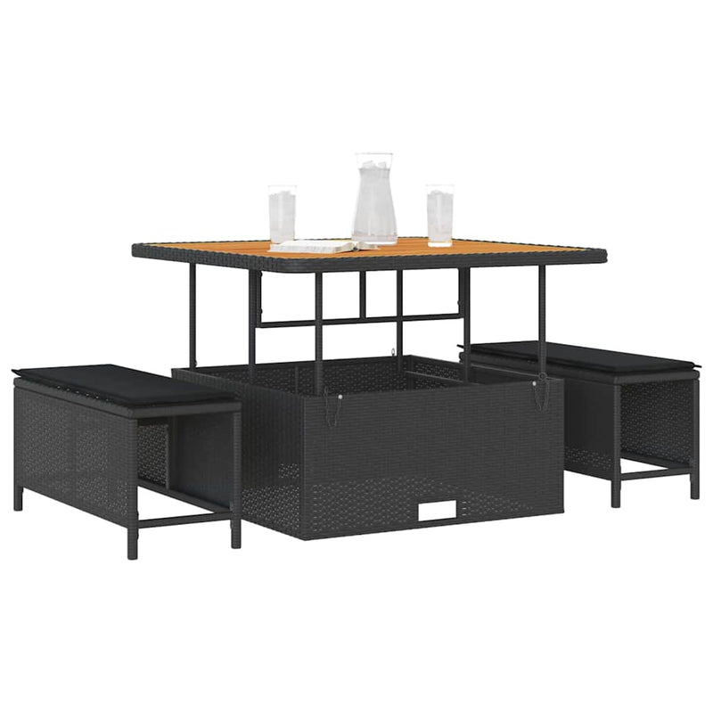vidaXL Garden Dining Set 3 pcs Black Poly rattan