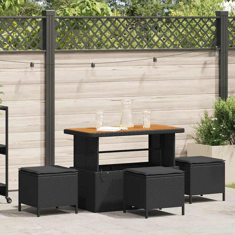 vidaXL Garden Dining Set 4 pcs Black Poly rattan