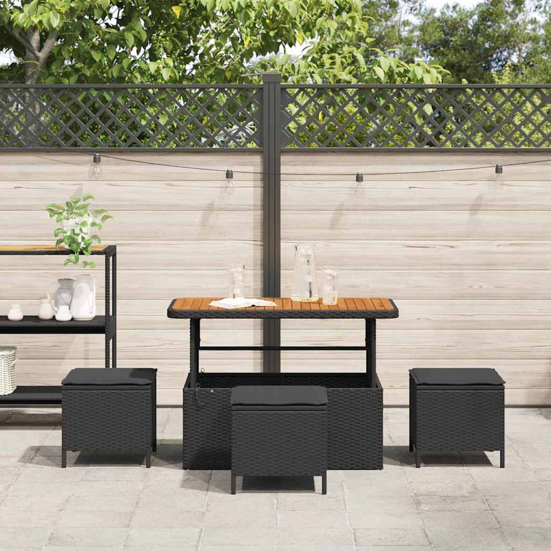 vidaXL Garden Dining Set 4 pcs Black Poly rattan