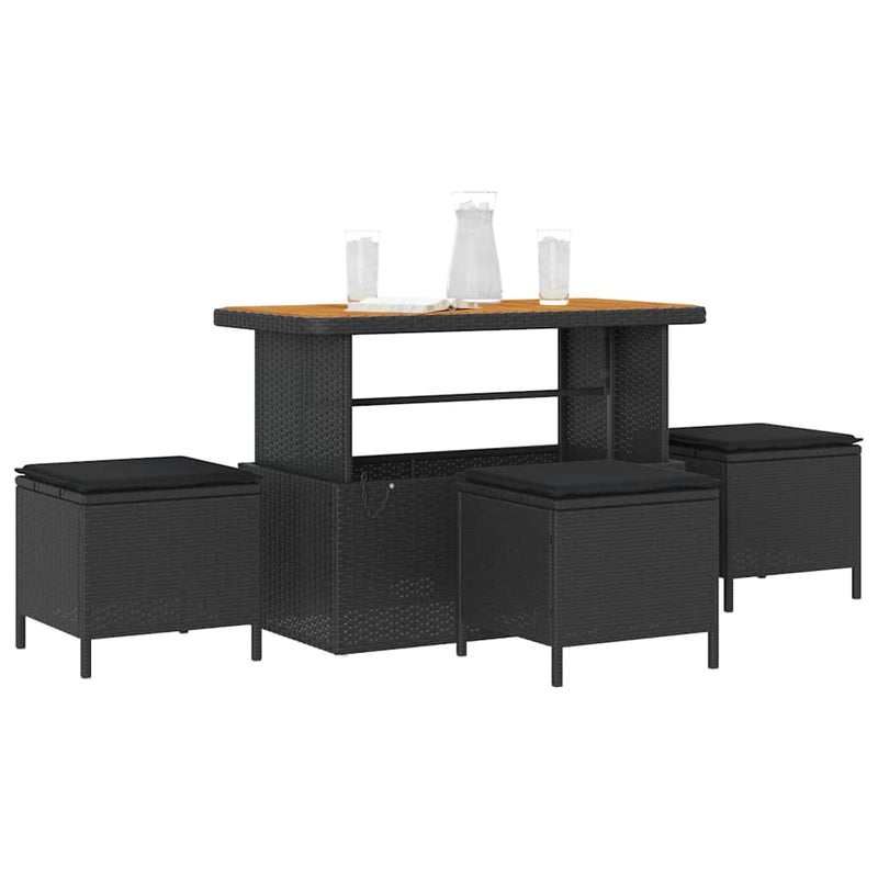 vidaXL Garden Dining Set 4 pcs Black Poly rattan