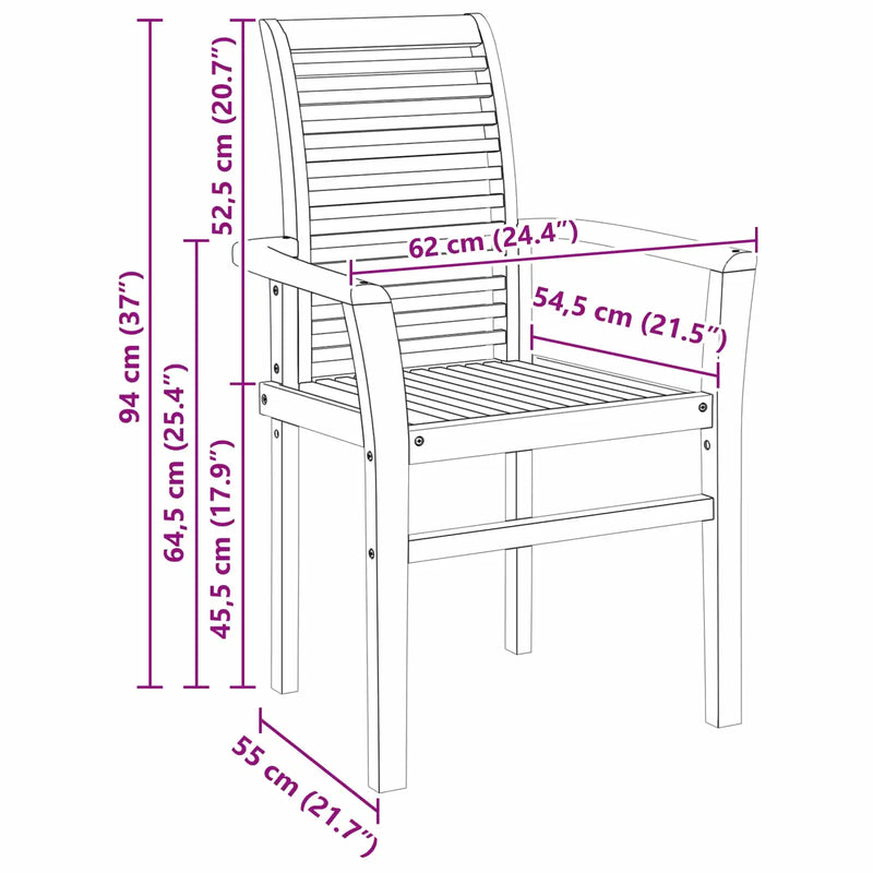 Dining Chair 4 pcs Brown 62 x 55 x 94 cm Solid Teak Wood