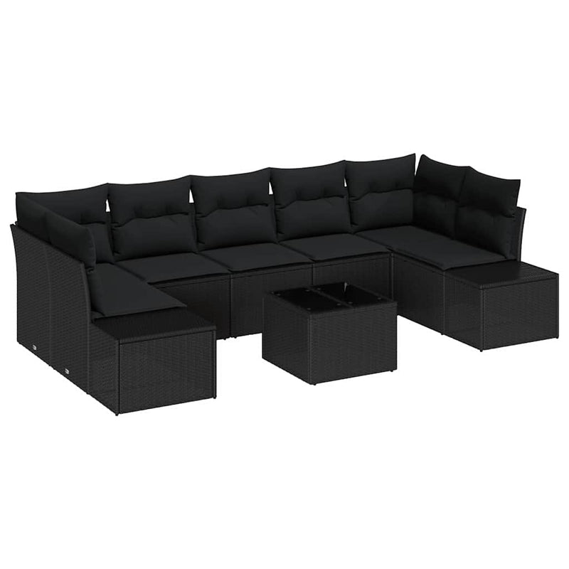 vidaXL Garden Sofa Set 8 pcs Black Poly rattan