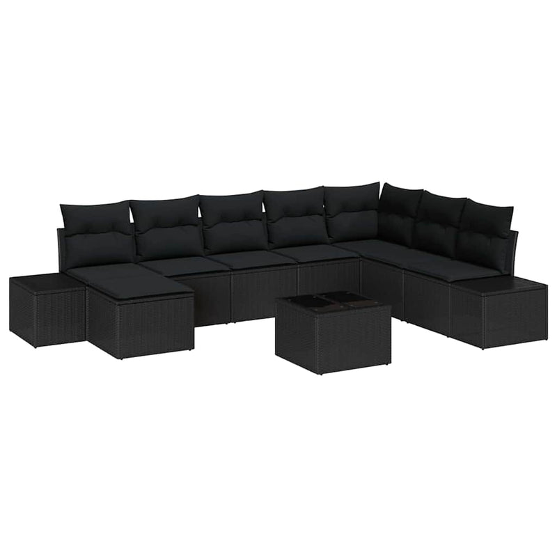 vidaXL Garden Sofa Set with Cushion 9 pcs Poly Rattan