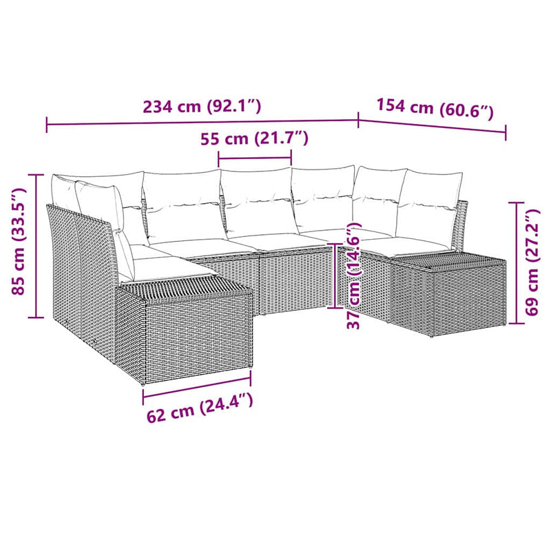 vidaXL Garden Sofa Set with Cushion 6 pcs Black Poly Rattan