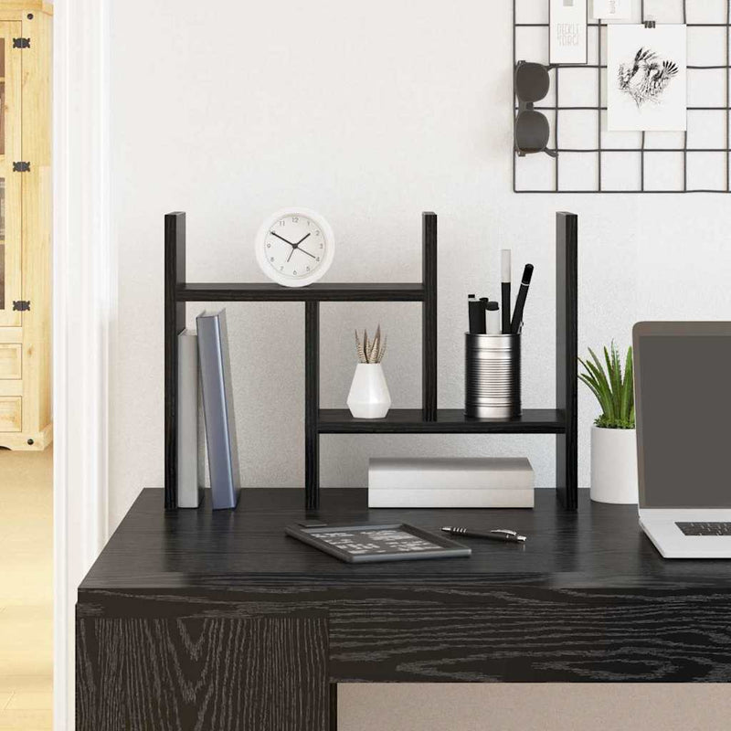 vidaXL Desk Organiser Black Oak 34,5 x 15,5 x 35,5 cm Engineered Wood