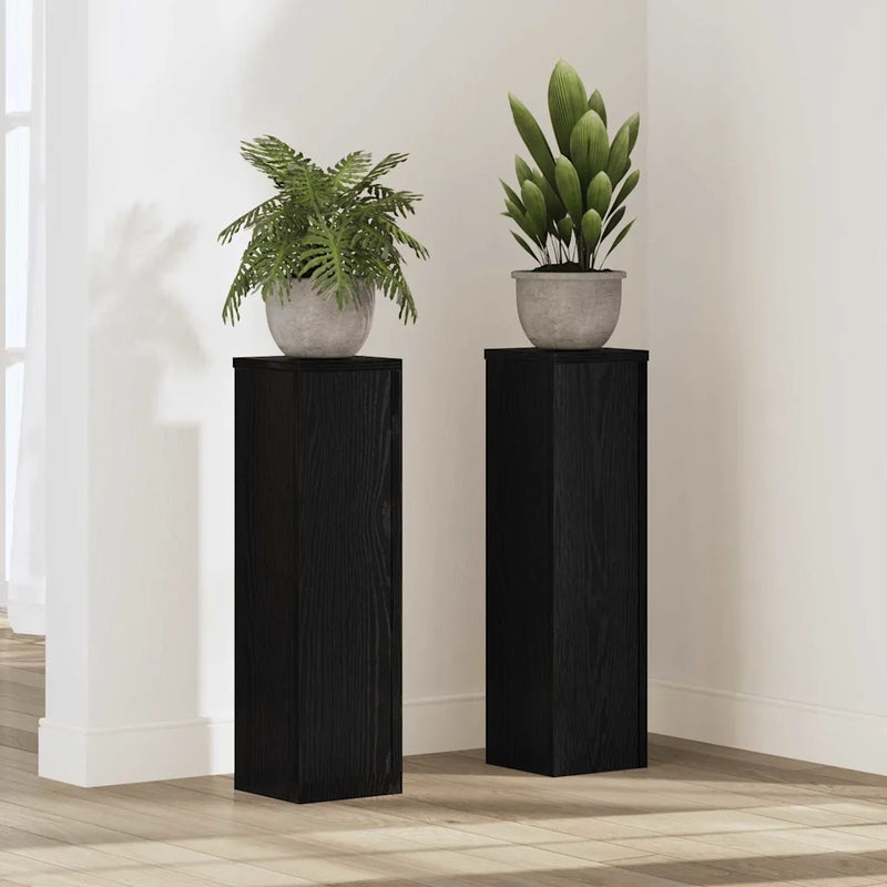 Plant Stand 2 pcs Black Oak 17 x 17 x 60 cm Engineered Wood