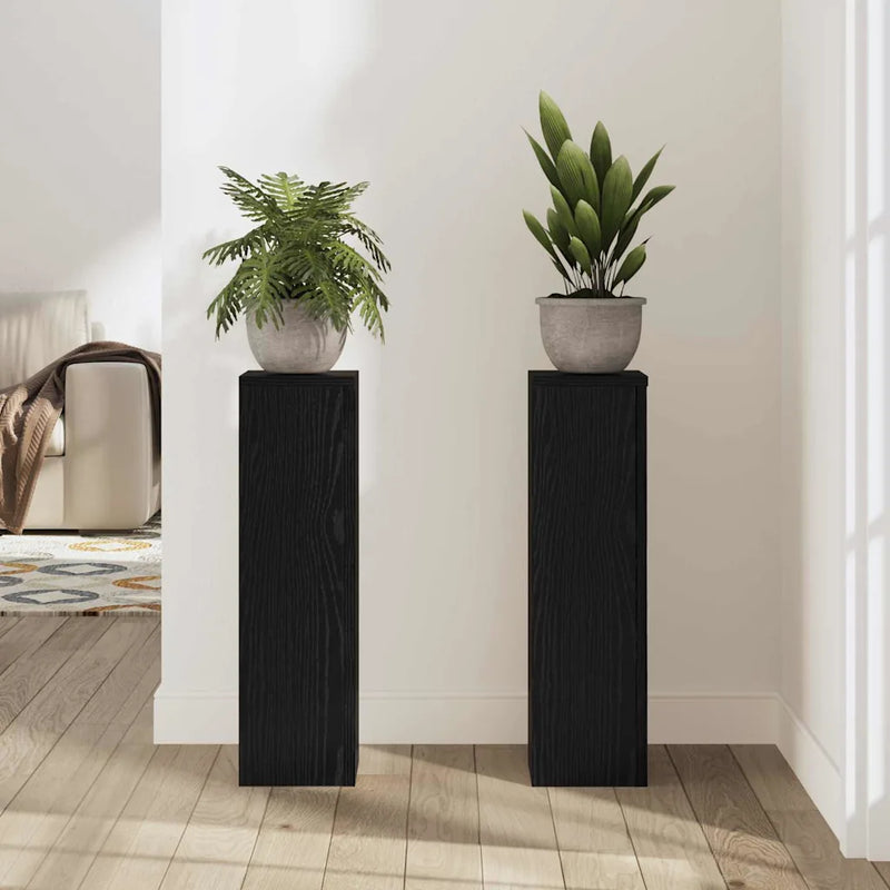 Plant Stand 2 pcs Black Oak 17 x 17 x 60 cm Engineered Wood