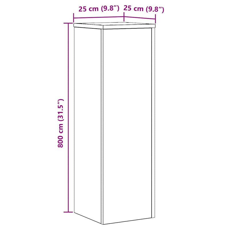 vidaXL Plant Stand 2 pcs Black Oak 25 x 25 x 80 cm Engineered Wood