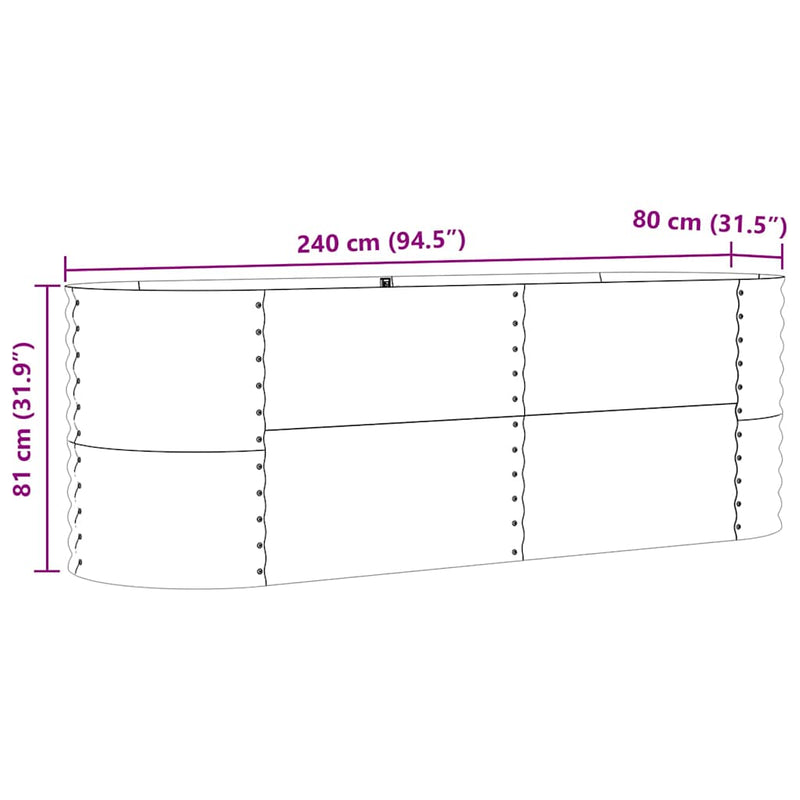 vidaXL Garden Raised Bed Green 240 x 80 x 81 cm Steel