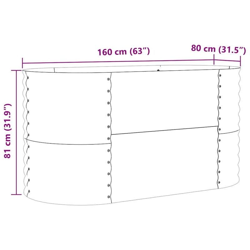 vidaXL Garden Raised Bed Green 160 x 80 x 81 cm Steel