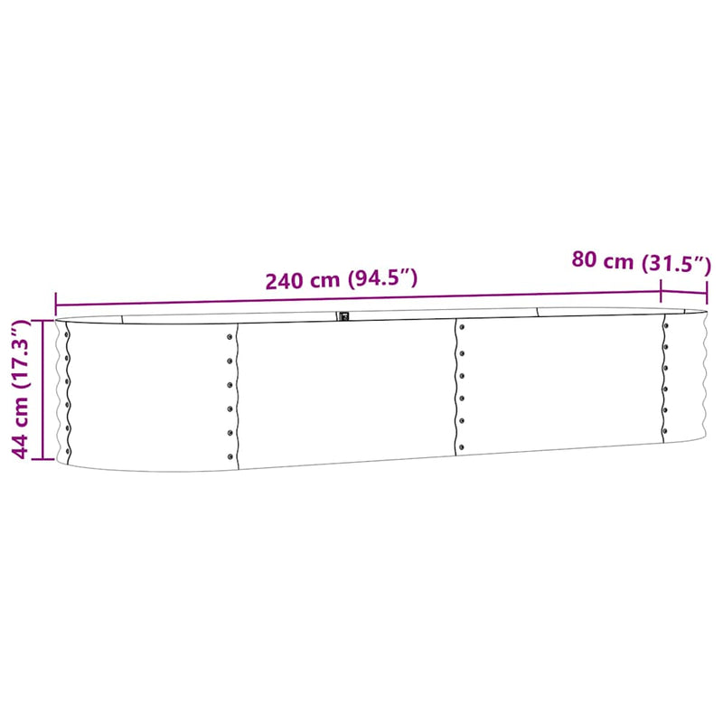 vidaXL Garden Raised Bed Green 240 x 80 x 44 cm Steel