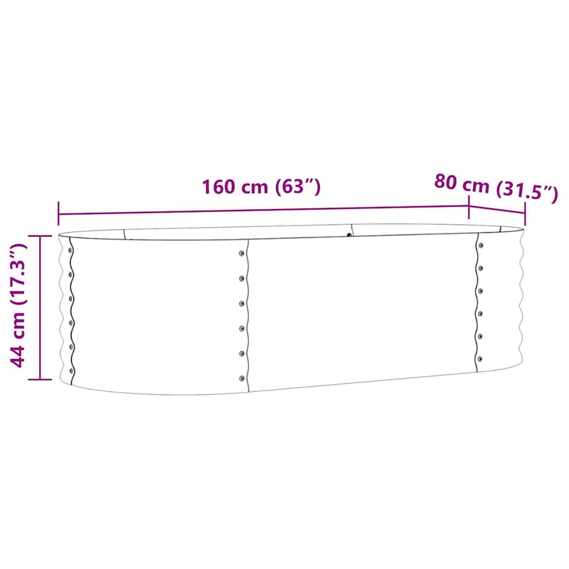 vidaXL Garden Raised Bed Green 160 x 80 x 44 cm Steel