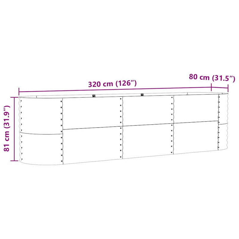 vidaXL Garden Raised Bed Brown 320 x 80 x 81 cm Steel