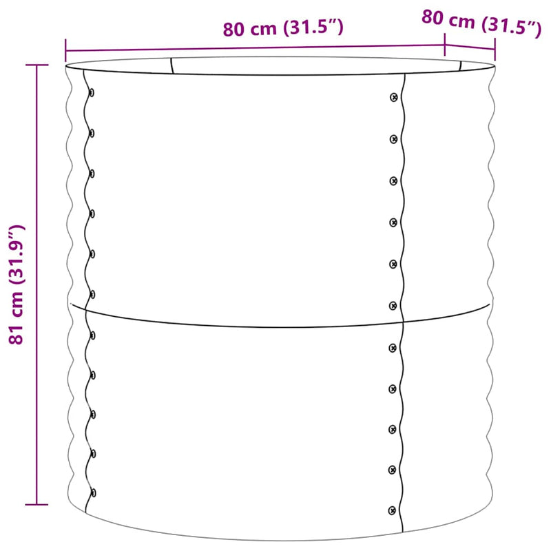 vidaXL Garden Raised Bed Brown 80 x 80 x 81 cm Steel