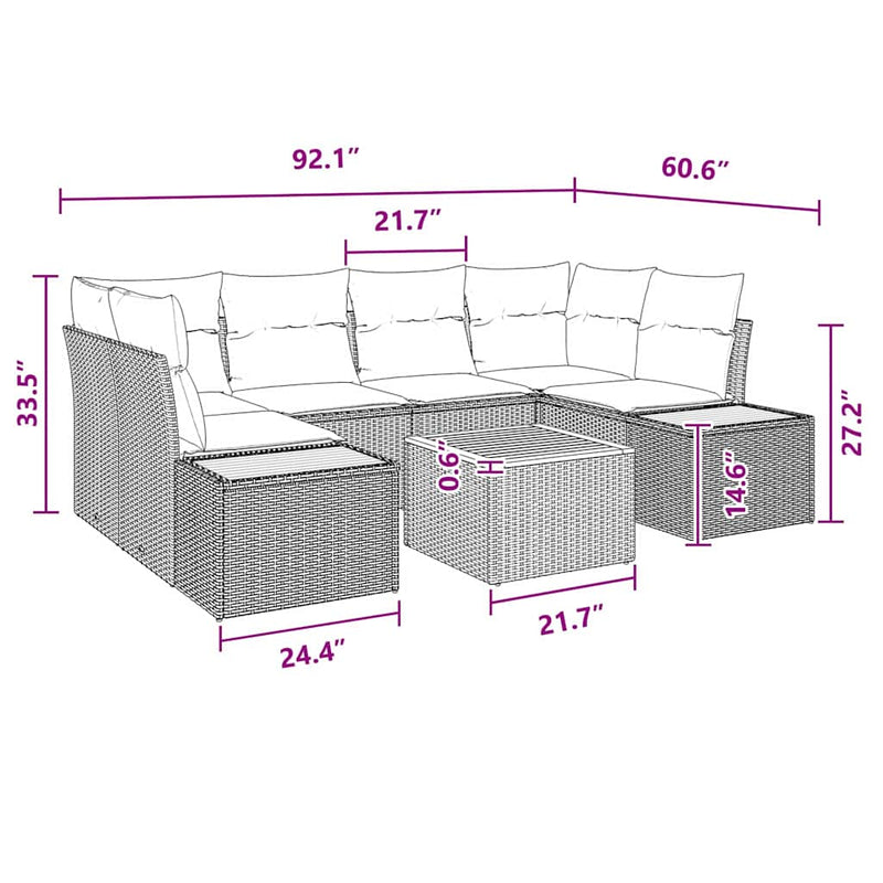 vidaXL Garden Sofa Set with Cushion 6 pcs Black Poly rattan