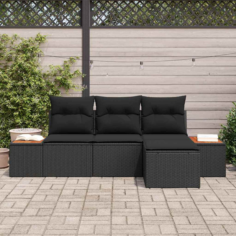 vidaXL with Pillow Adjustable 4 pcs Black