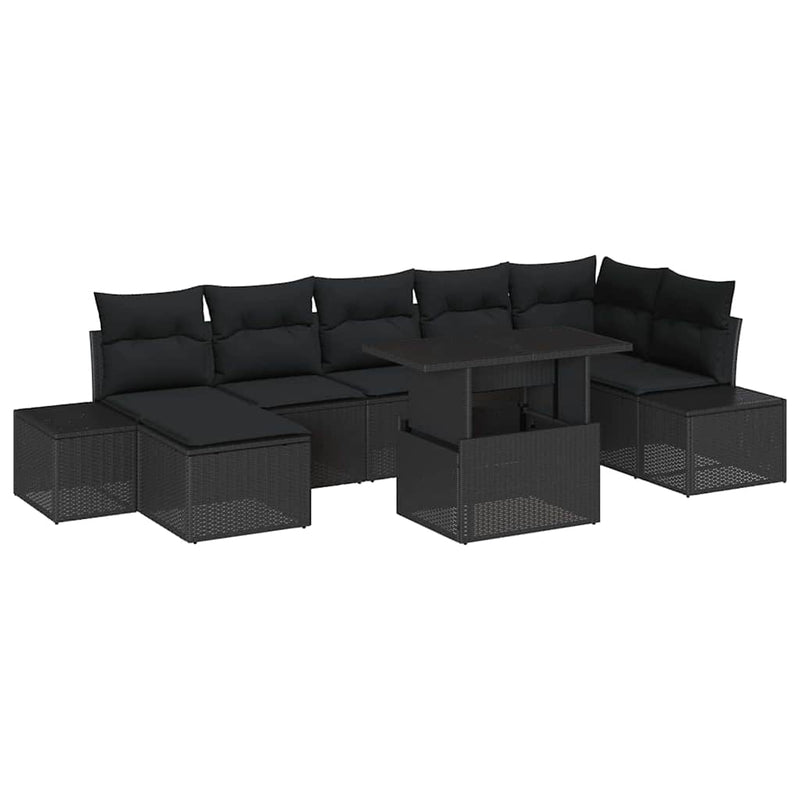 vidaXL Garden Sofa Set with Cushion 8 pcs Black