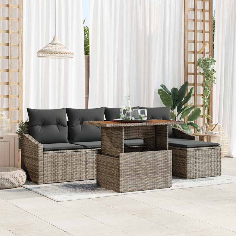 vidaXL Garden Dining Set with Cushion Grey and Brown