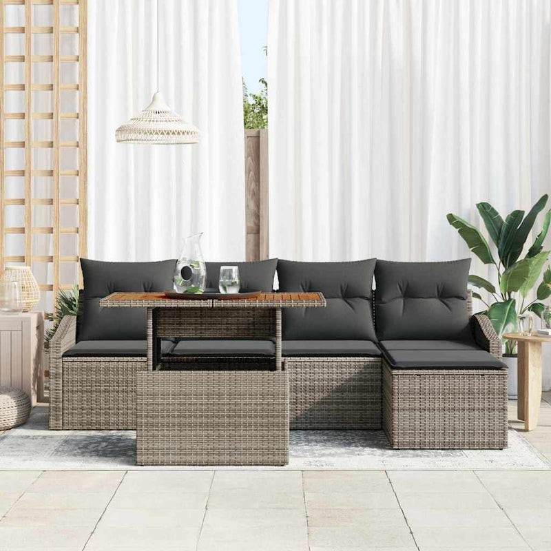 vidaXL Garden Dining Set with Cushion Grey and Brown