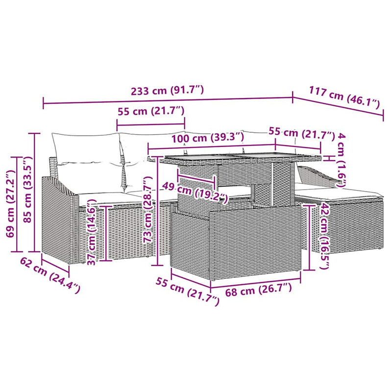 vidaXL Garden Dining Set with Cushion Grey and Brown
