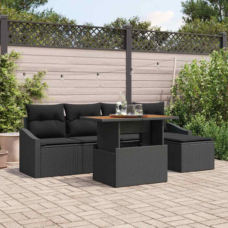 vidaXL Garden Dining Set with Cushion Black and Brown