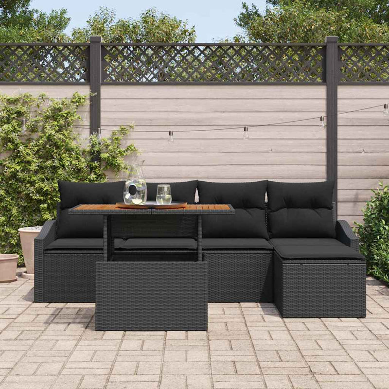 vidaXL Garden Dining Set with Cushion Black and Brown