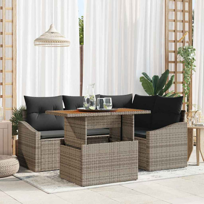 vidaXL Garden Dining Set with Cushion Grey and Brown 100 x 55 x 73 cm