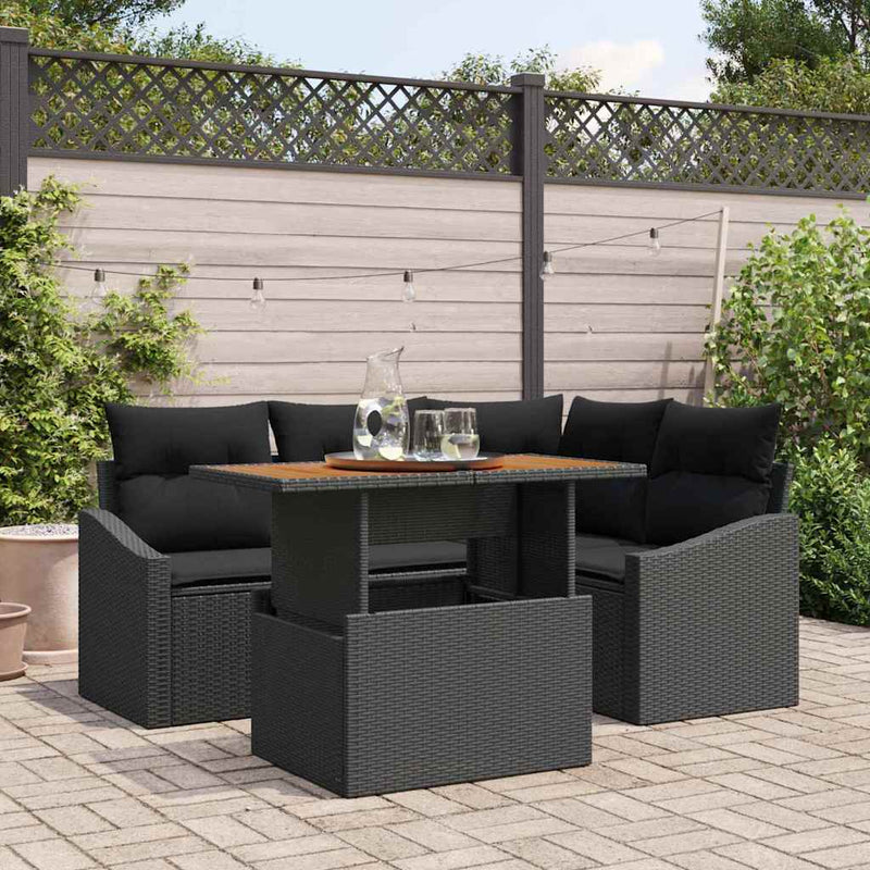 vidaXL Garden Dining Set with Cushion Black and Brown 100 x 55 x 73 cm