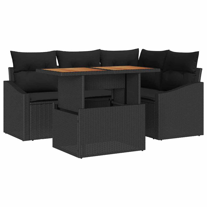 vidaXL Garden Dining Set with Cushion Black and Brown 100 x 55 x 73 cm