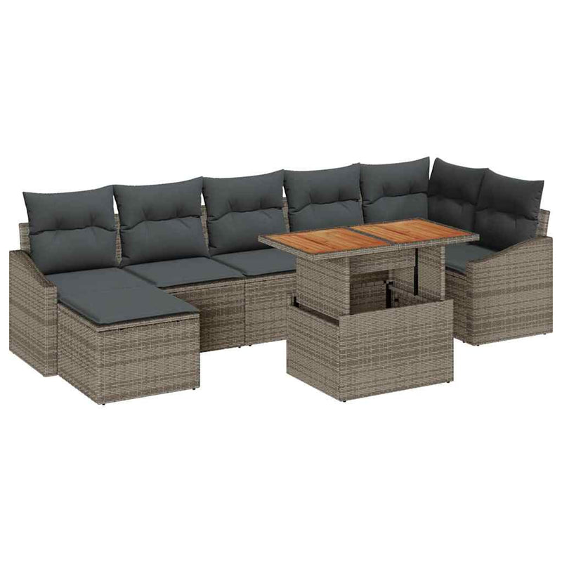 vidaXL Garden Dining Set with Cushion 8 pcs Grey and Brown