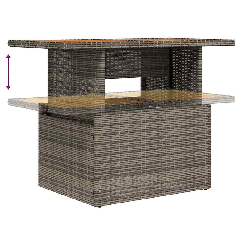 vidaXL Garden Dining Set Manual 10 pcs Grey and Brown 100 x 55 x 73 cm