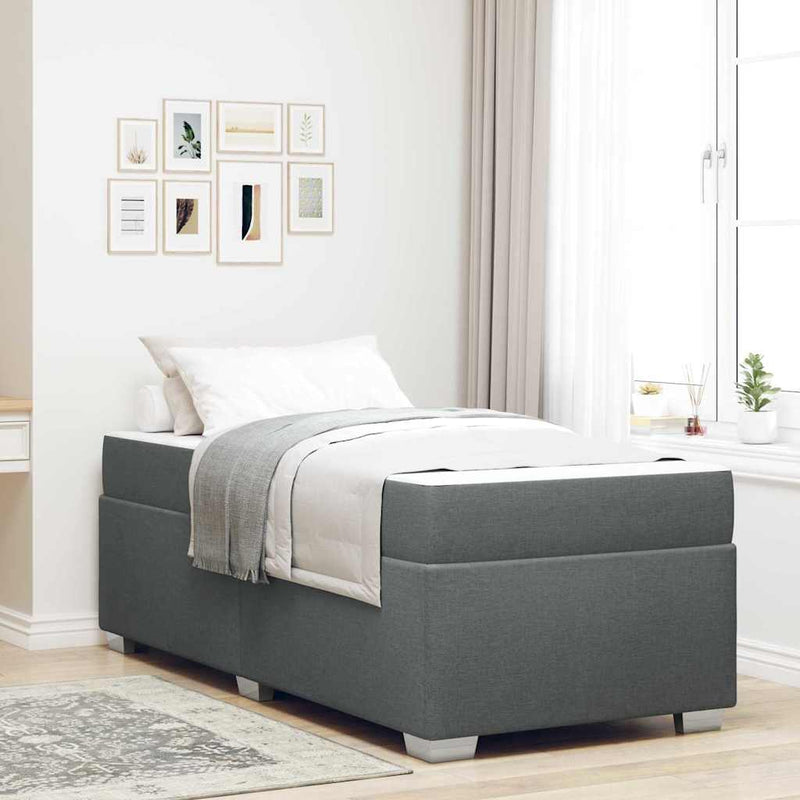 vidaXL Bed Frame Dark grey 90 x 190 cm Fabric
