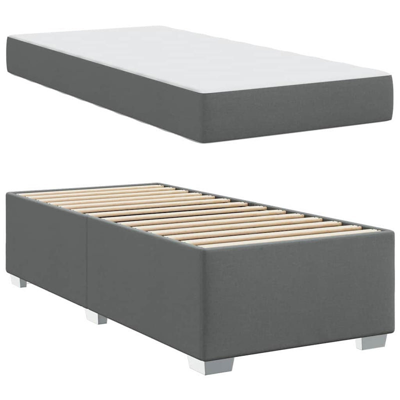 vidaXL Bed Frame Dark grey 90 x 190 cm Fabric