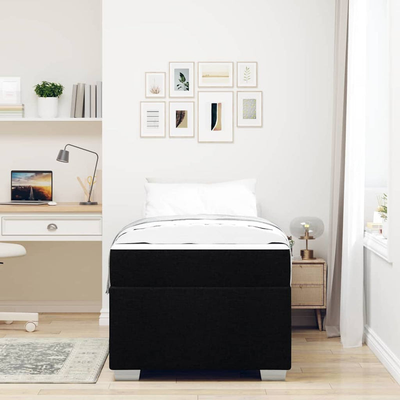 vidaXL Bed Frame with Mattress Black 90 x 190 cm Fabric