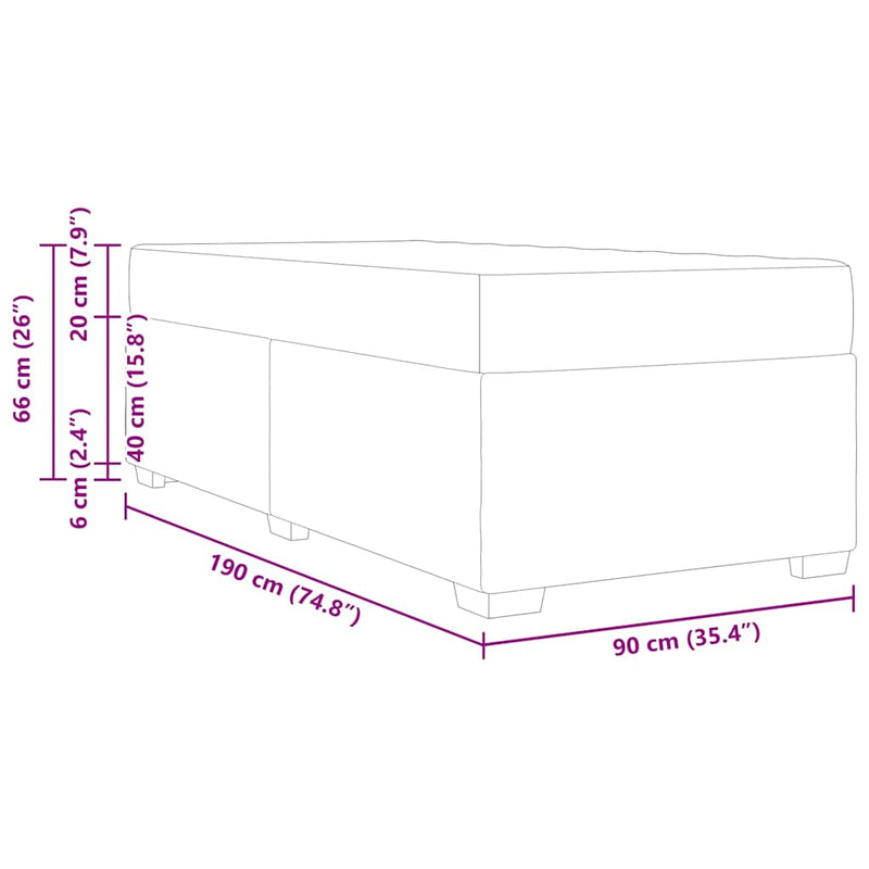 vidaXL Bed Frame with Mattress Black 90 x 190 cm Fabric