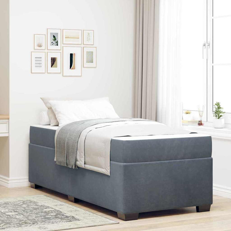 vidaXL Bed Frame with Mattress Dark grey 90 x 190 cm Velvet