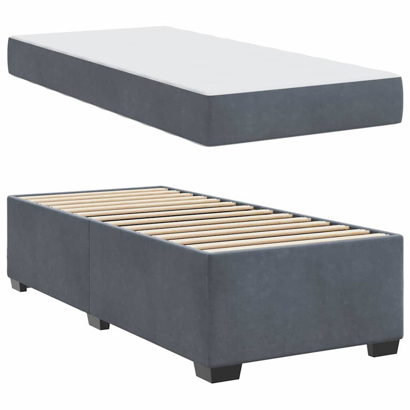 vidaXL Bed Frame with Mattress Dark grey 90 x 190 cm Velvet
